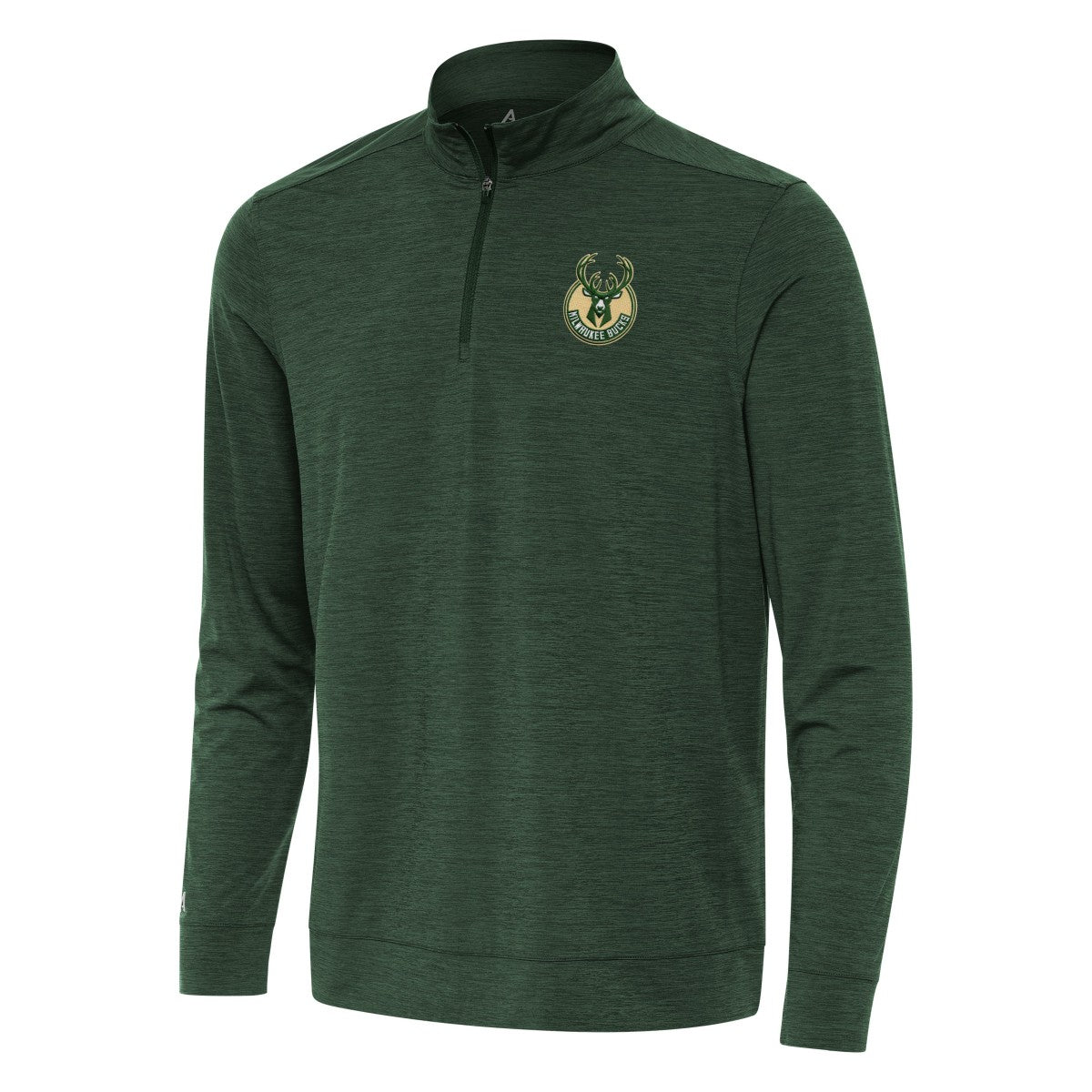 Milwaukee Bucks Antigua Bright Quarter-Zip Top Hunter Green