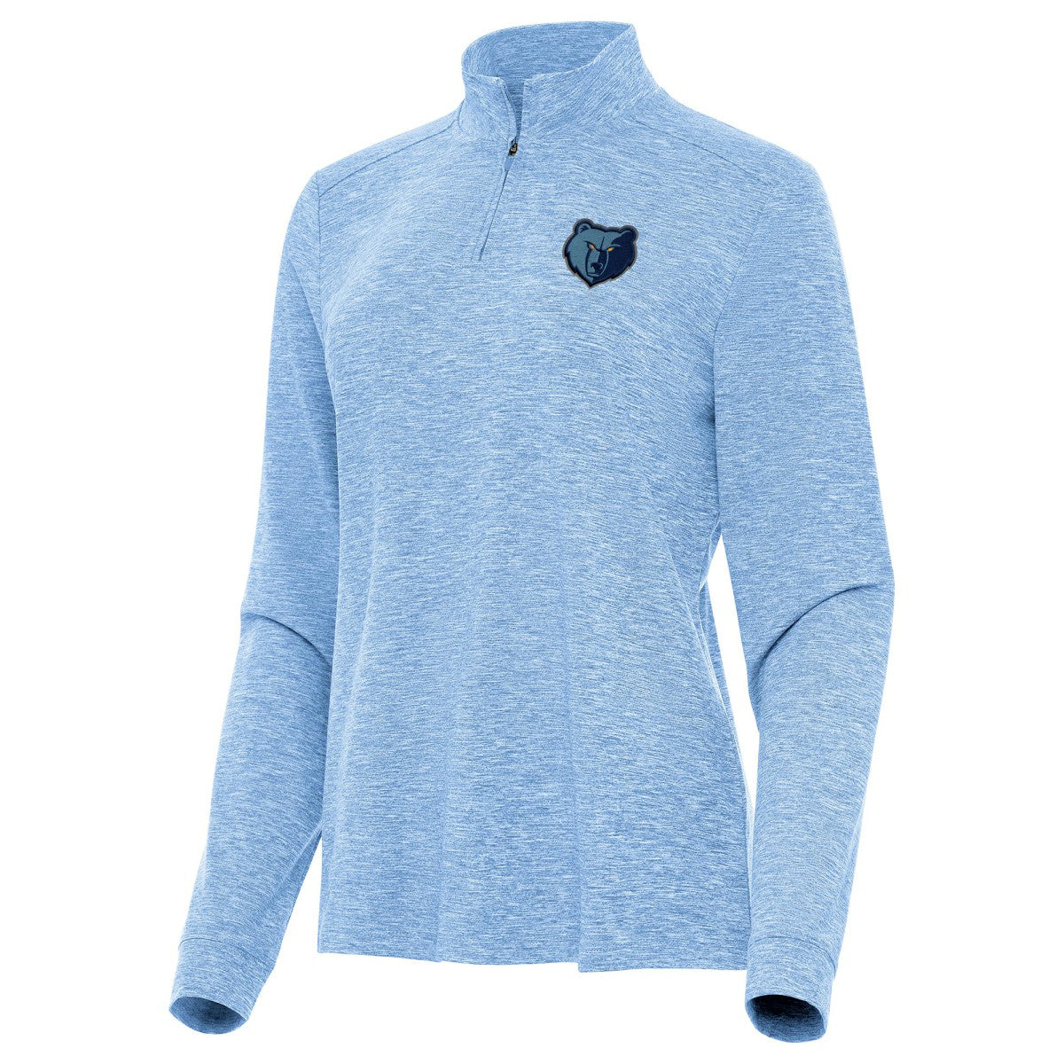 Memphis Grizzlies Antigua Women's Mentor Quarter-Zip Mock Long Sleeve Top Heather Powder Blue
