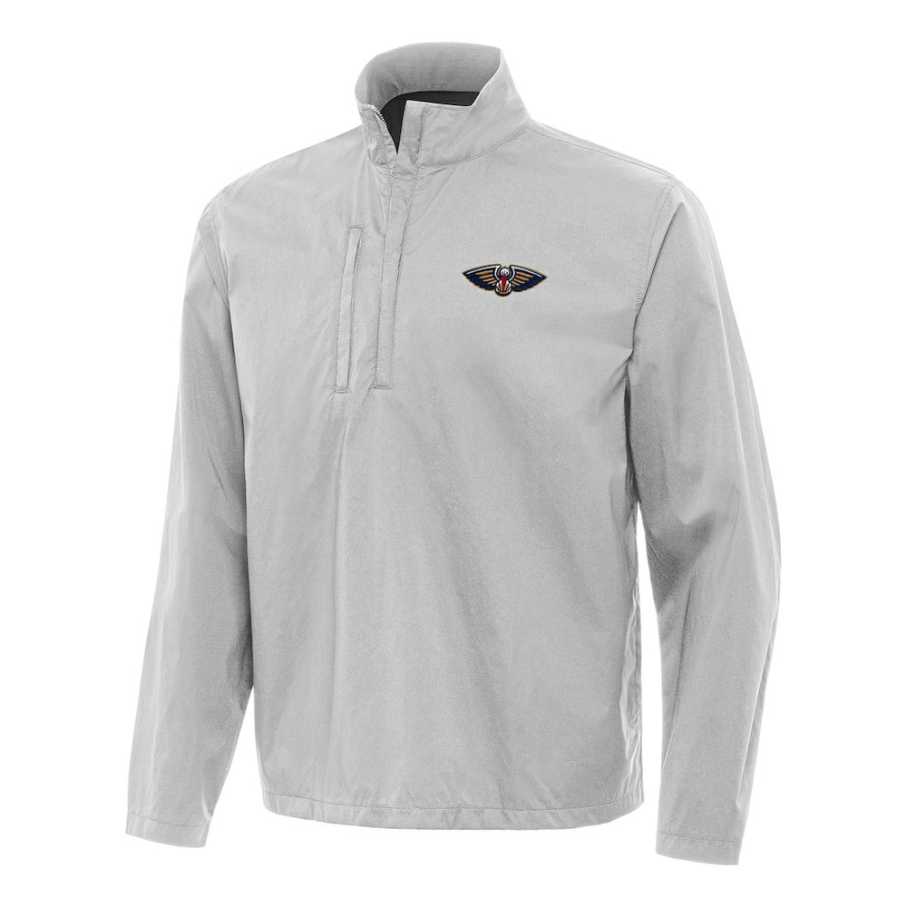 New Orleans Pelicans Antigua Brisk Quarter-Zip Windbreaker Heather Gray