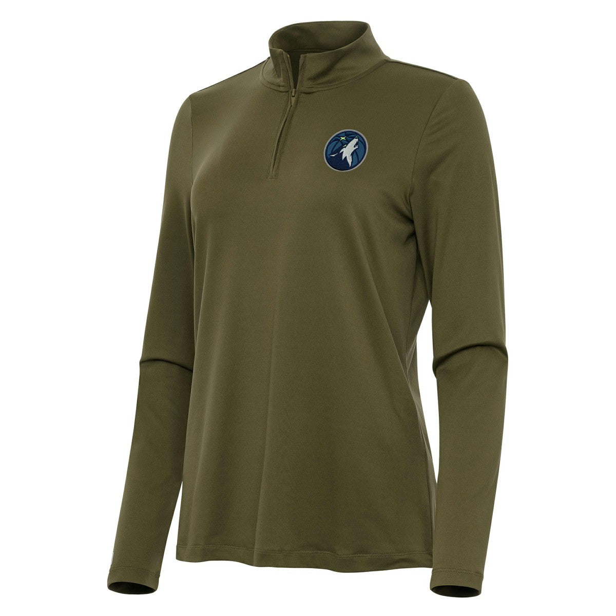 Minnesota Timberwolves Antigua Women's Reprocess Quarter-Zip Top Olive
