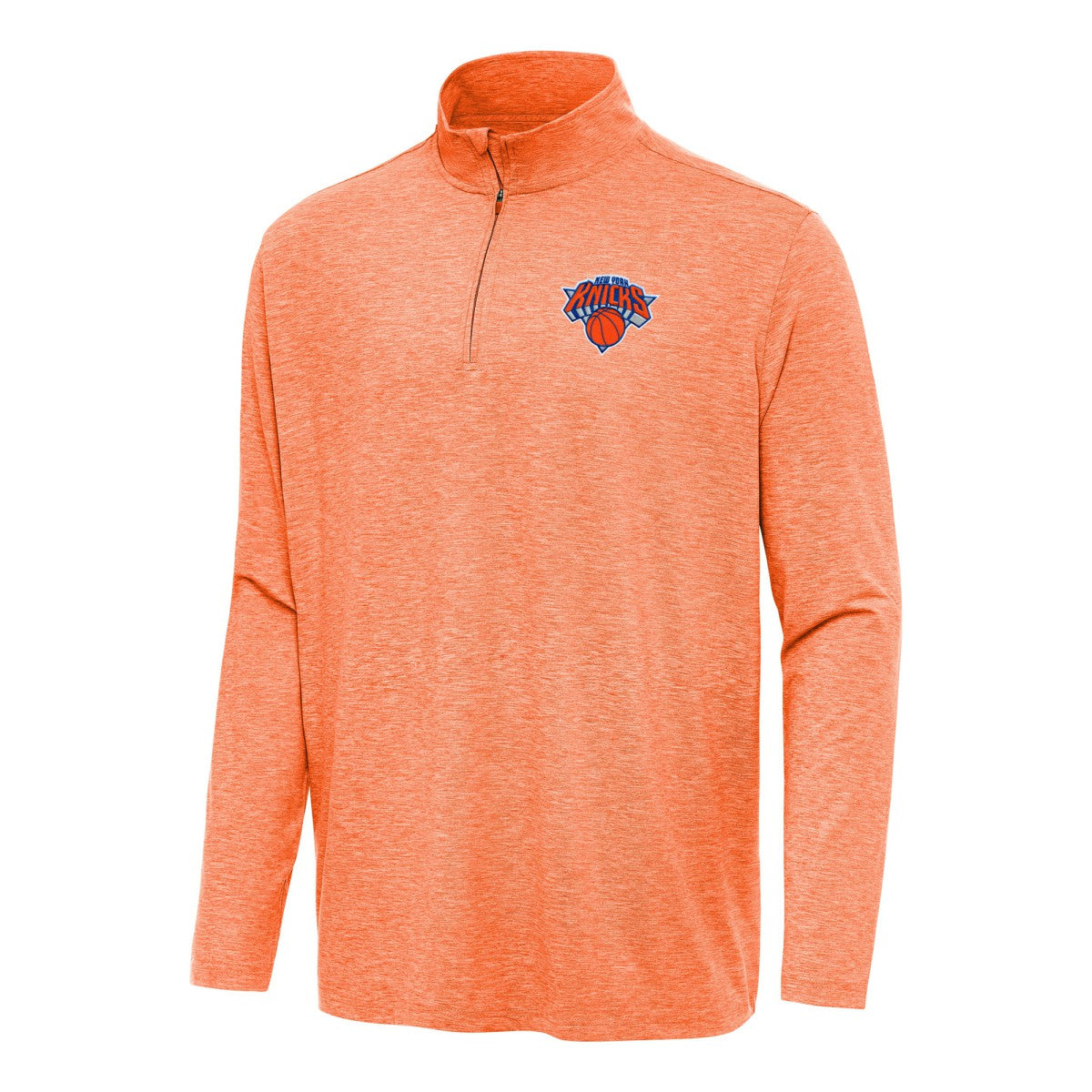 New York Knicks Antigua Hunk Quarter-Zip Top Heather Orange