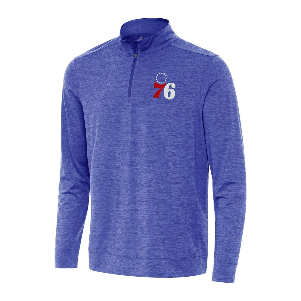 Philadelphia 76ers Antigua Bright Quarter-Zip Top Heather Royal