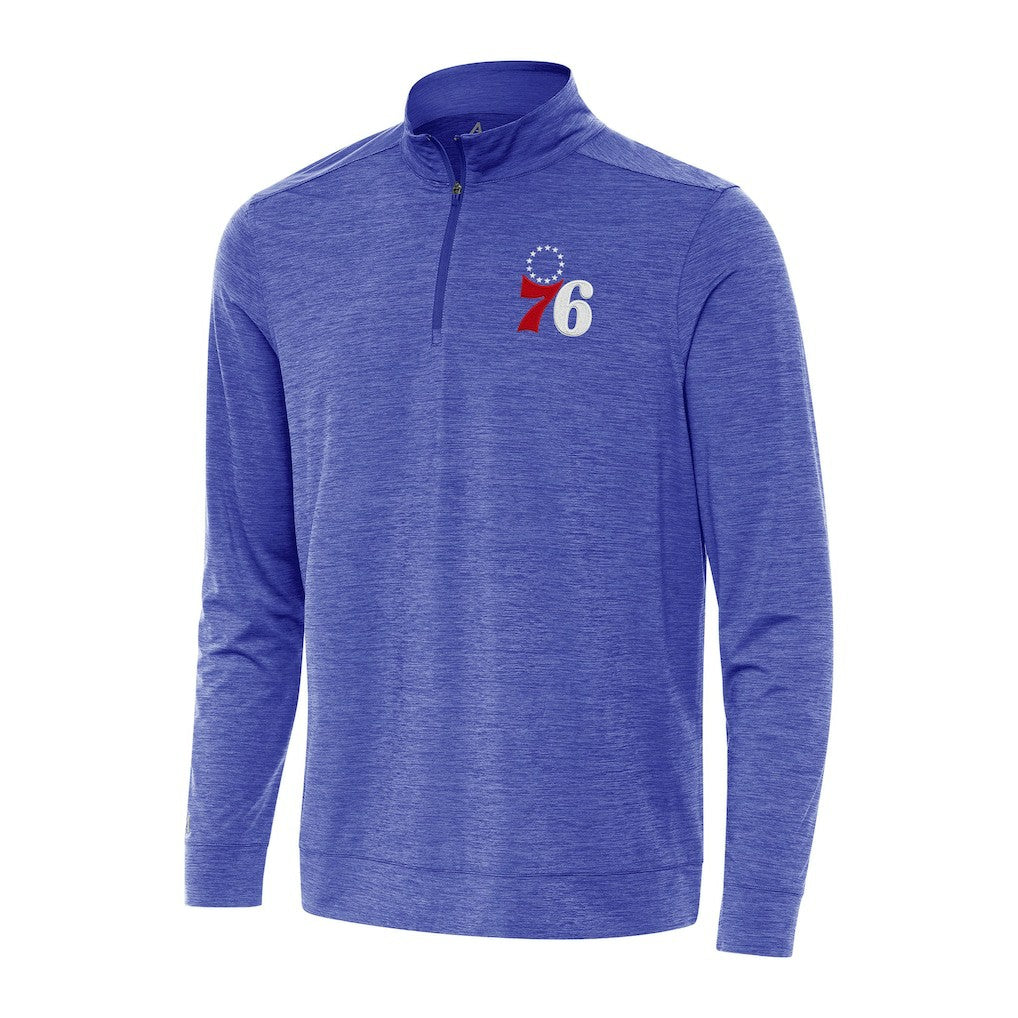 Philadelphia 76ers Antigua Bright Quarter-Zip Top Heather Royal