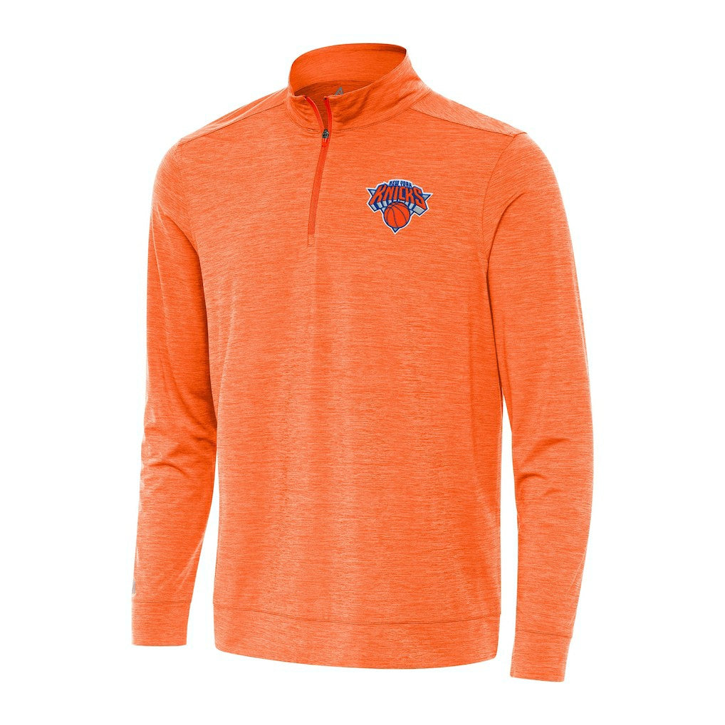 New York Knicks Antigua Bright Quarter-Zip Top Heather Orange