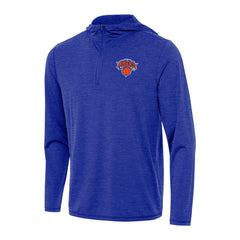 New York Knicks Antigua Tidy Quarter-Zip Hoodie Heather Royal
