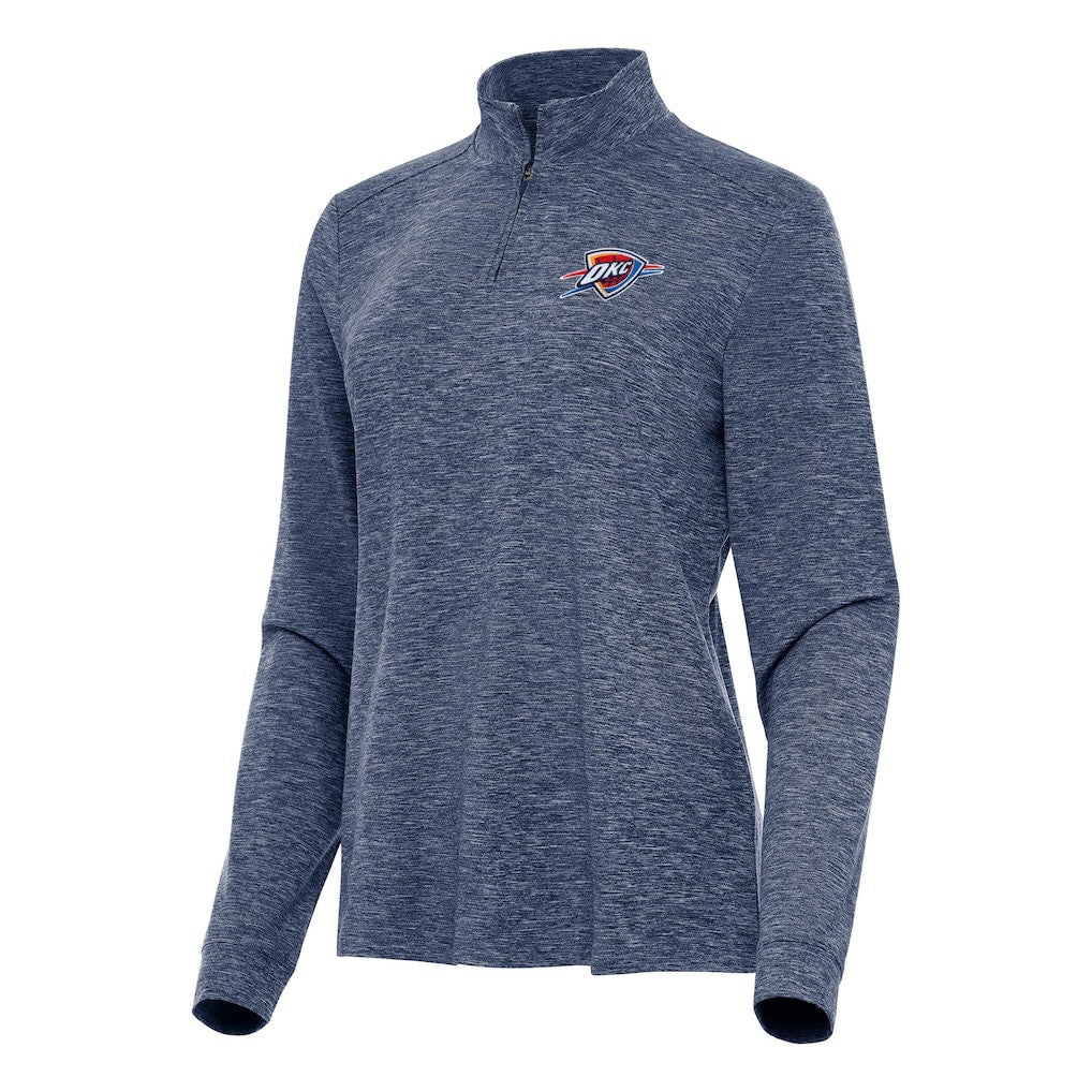 Oklahoma City Thunder Antigua Women's Mentor Quarter-Zip Mock Long Sleeve Top Heather Navy