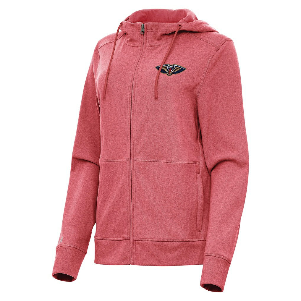 New Orleans Pelicans Antigua Women's Seeker Full-Zip Hoodie Jacket Heather Red