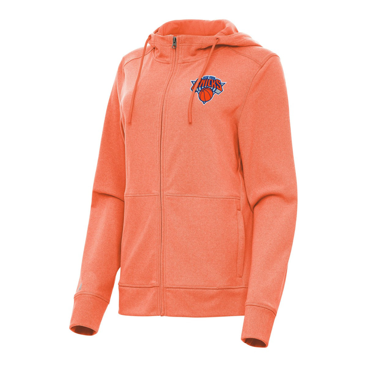 New York Knicks Antigua Women's Seeker Full-Zip Hoodie Jacket Heather Orange