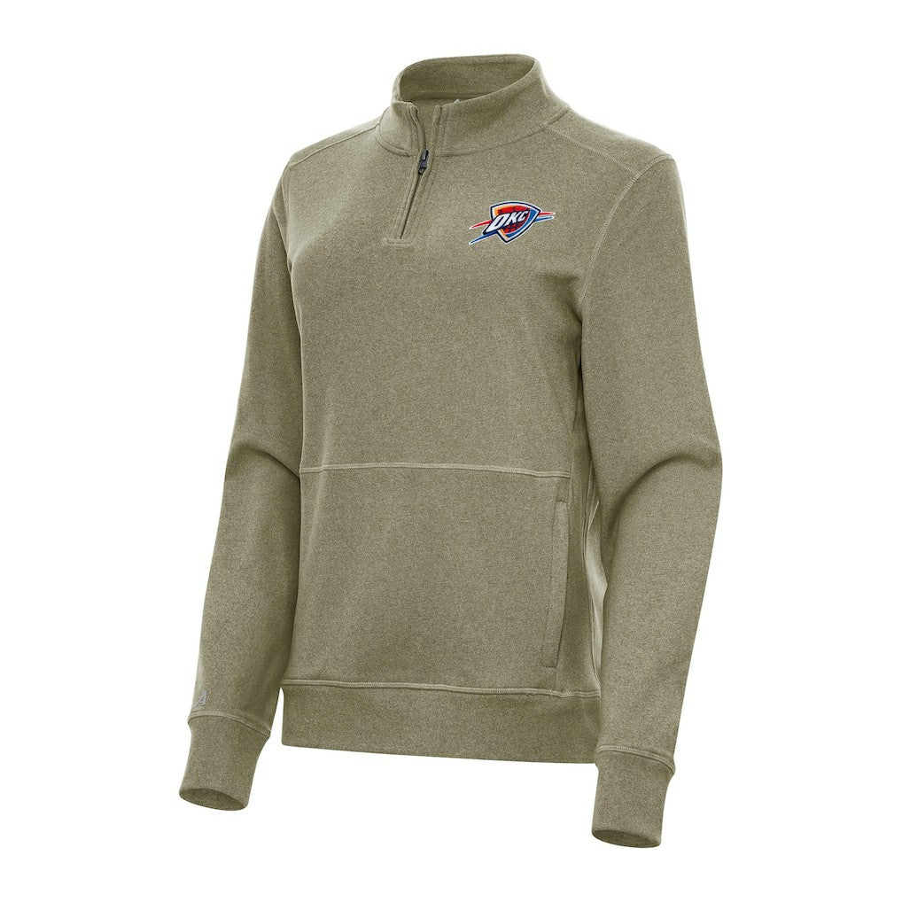 Oklahoma City Thunder Antigua Women's Crush Quarter-Zip Fleece Sweatshirt Olive