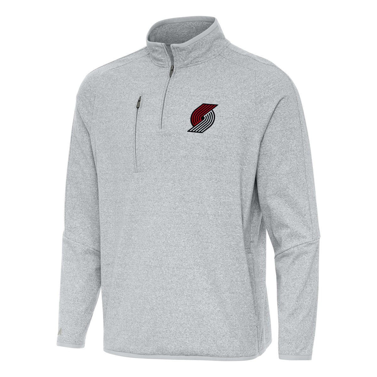 Portland Trail Blazers Antigua Certain Quarter-Zip Tri-Blend Sweatshirt Heather Gray