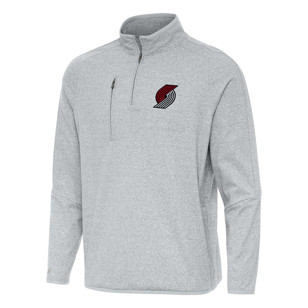 Portland Trail Blazers Antigua Certain Quarter-Zip Tri-Blend Sweatshirt Heather Gray