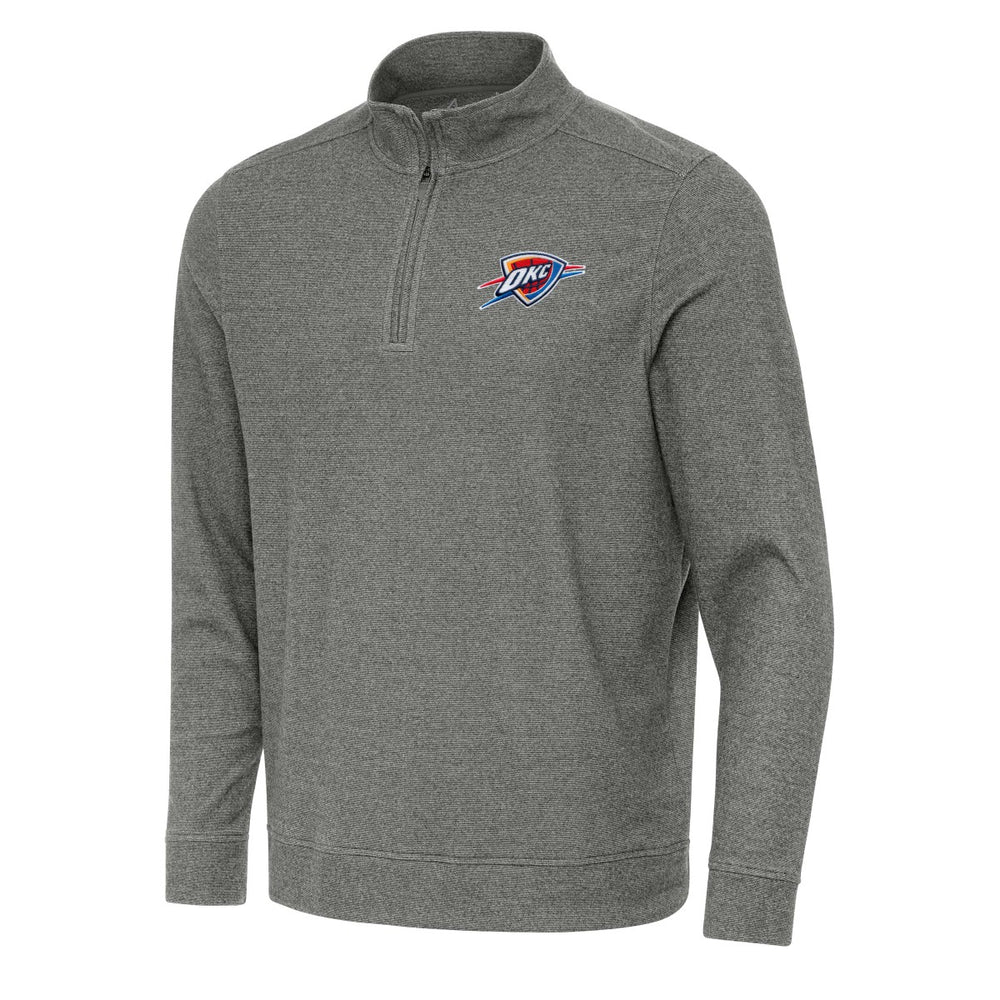 Oklahoma City Thunder Antigua Subtle Quarter-Zip Sweatshirt Heather Black