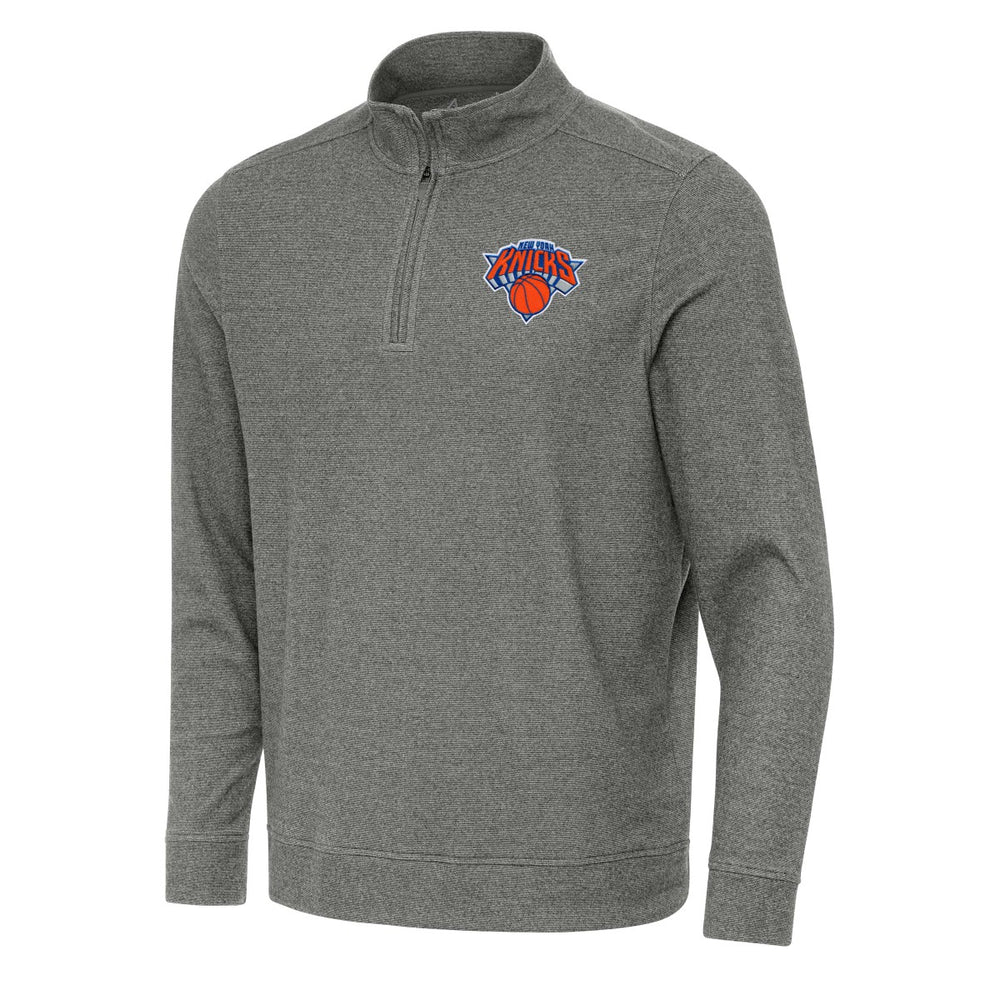 New York Knicks Antigua Subtle Quarter-Zip Sweatshirt Heather Black