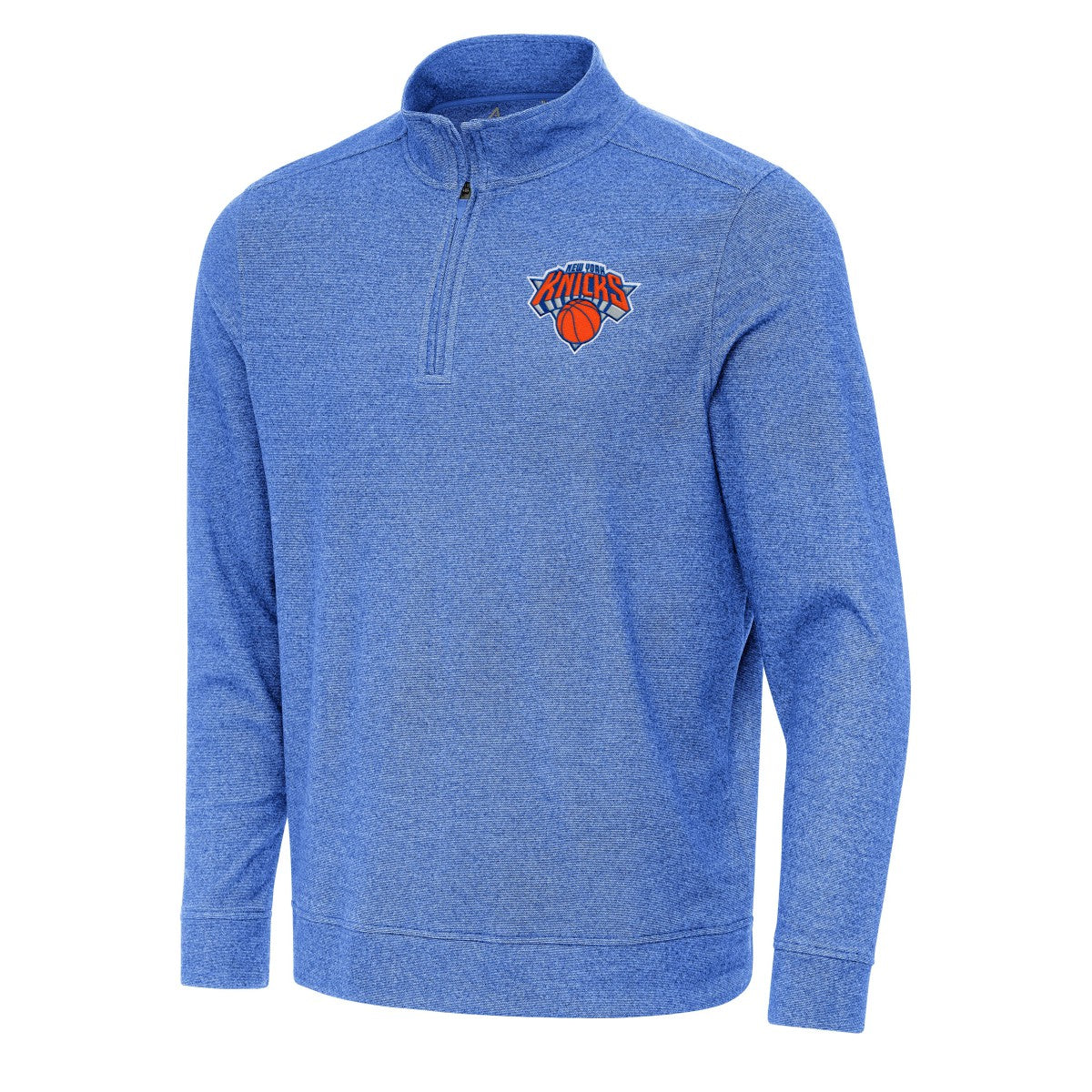 New York Knicks Antigua Subtle Quarter-Zip Sweatshirt Heather Royal