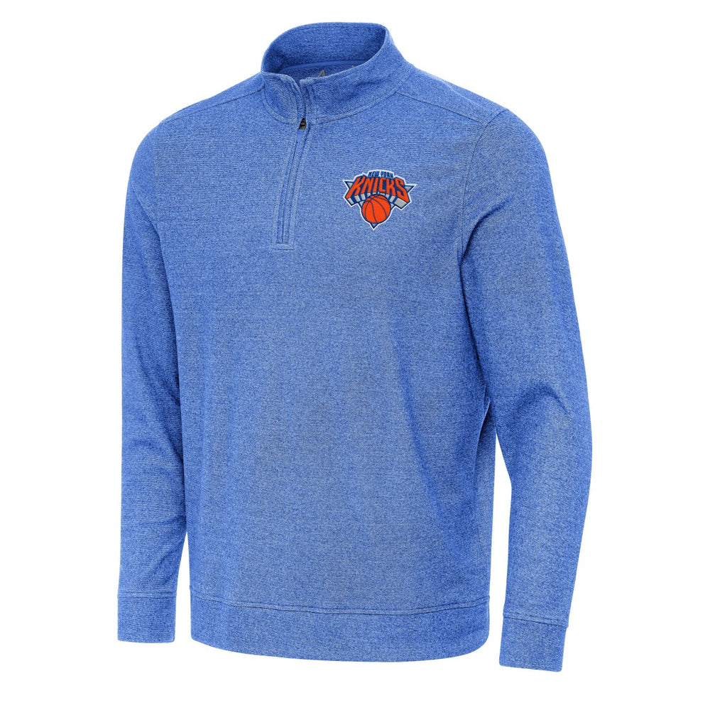 New York Knicks Antigua Subtle Quarter-Zip Sweatshirt Heather Royal