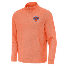 New York Knicks Antigua Subtle Quarter-Zip Sweatshirt Heather Orange