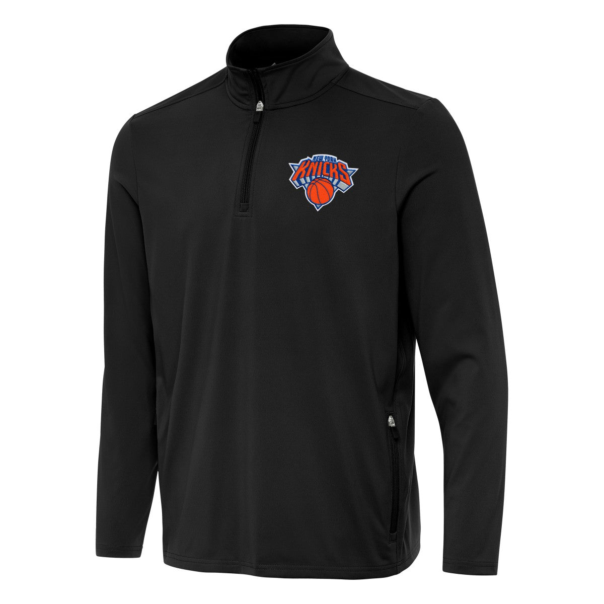 New York Knicks Antigua Perilous Quarter-Zip Sweatshirt Black