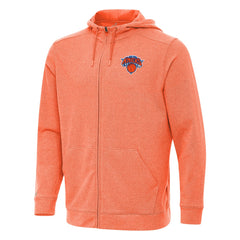 New York Knicks Antigua Effortless Full-Zip Hoodie Jacket Heather Orange