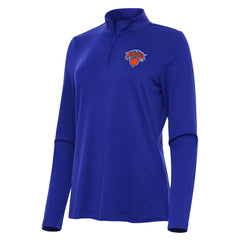 New York Knicks Antigua Women's Reprocess Quarter-Zip Top Blue