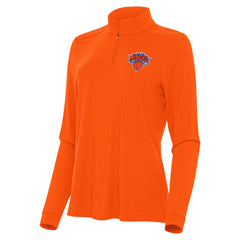 New York Knicks Antigua Women's Intent Quarter-Zip Top Orange