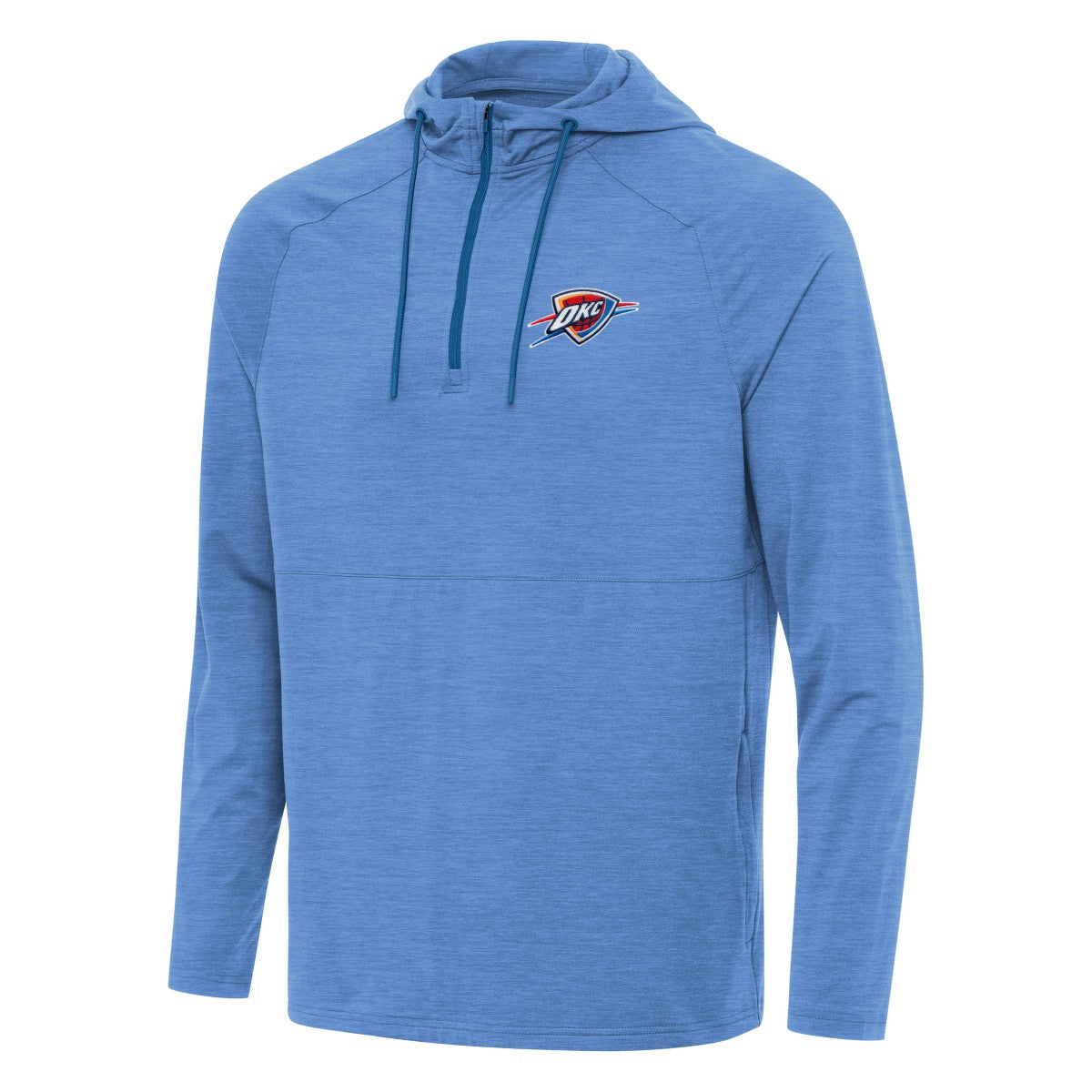 Oklahoma City Thunder Antigua Spikes Raglan Quarter-Zip Hoodie Heather Powder Blue