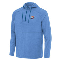 Oklahoma City Thunder Antigua Spikes Raglan Quarter-Zip Hoodie Heather Powder Blue