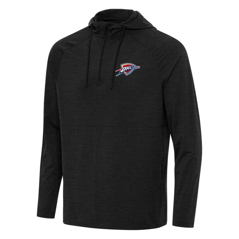 Oklahoma City Thunder Antigua Spikes Raglan Quarter-Zip Hoodie Heather Black