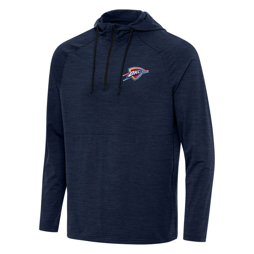 Oklahoma City Thunder Antigua Spikes Raglan Quarter-Zip Hoodie Heather Navy