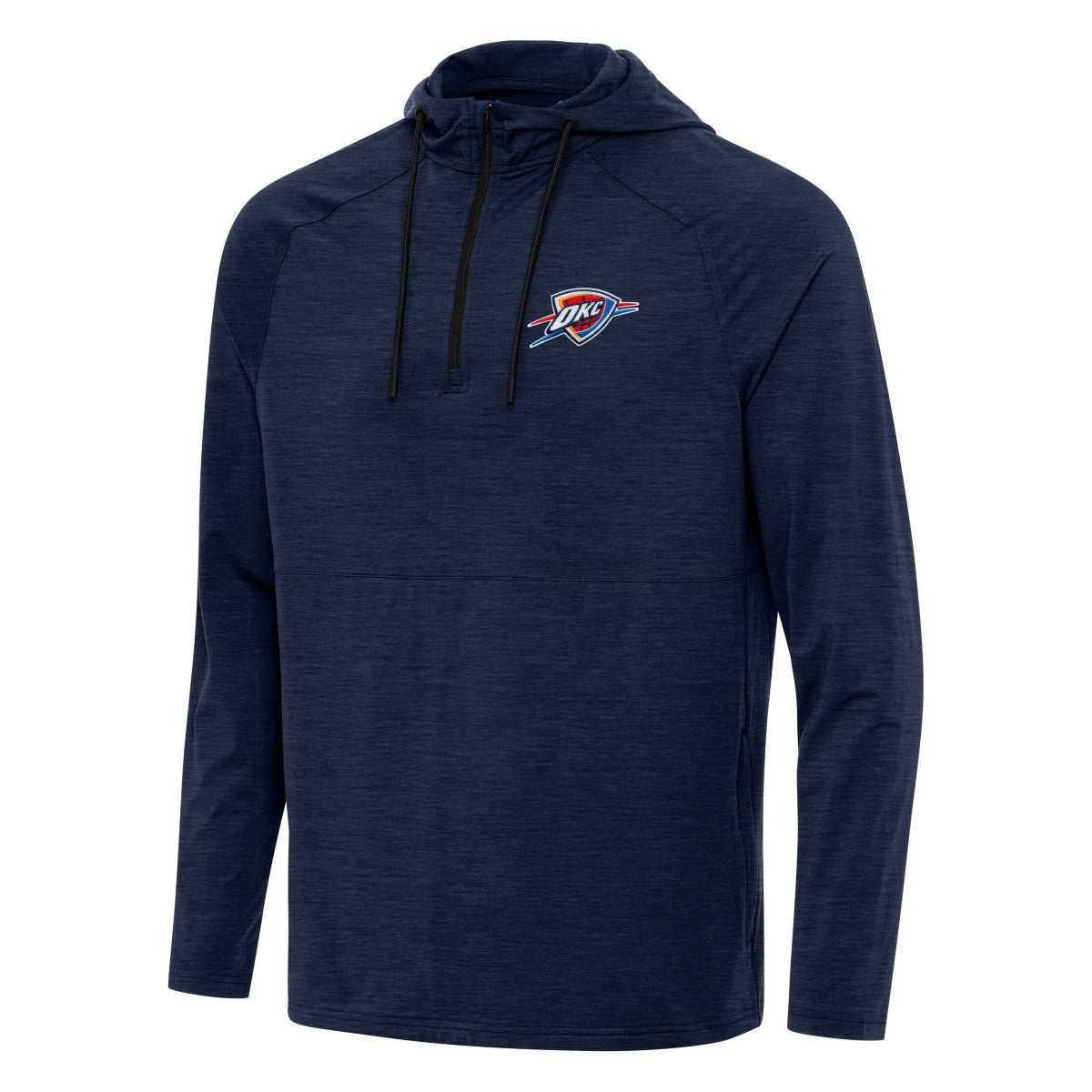 Oklahoma City Thunder Antigua Spikes Raglan Quarter-Zip Hoodie Heather Navy