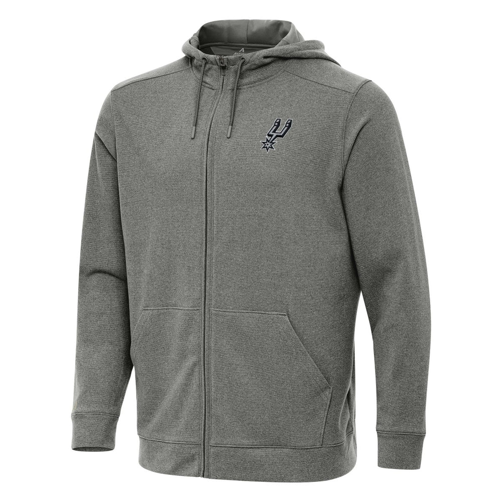 San Antonio Spurs Antigua Effortless Full-Zip Hoodie Jacket Heather Charcoal