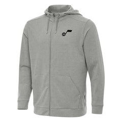 Utah Jazz Antigua Effortless Full-Zip Hoodie Jacket Heather Gray