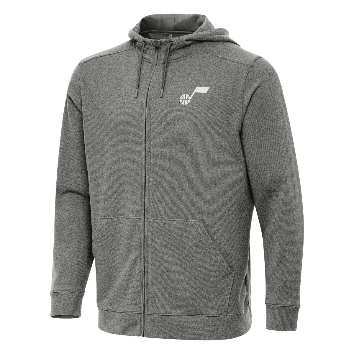 Utah Jazz Antigua Effortless Full-Zip Hoodie Jacket Heather Charcoal