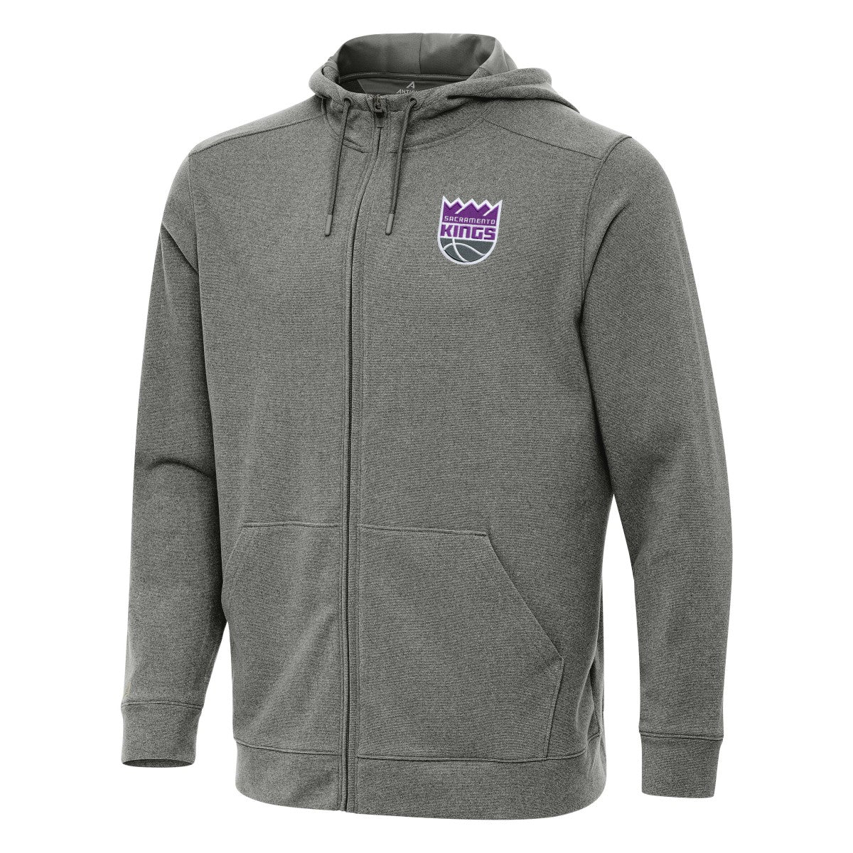 Sacramento Kings Antigua Effortless Full-Zip Hoodie Jacket Heather Charcoal