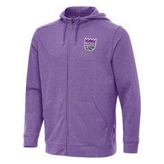 Sacramento Kings Antigua Effortless Full-Zip Hoodie Jacket Heather Purple