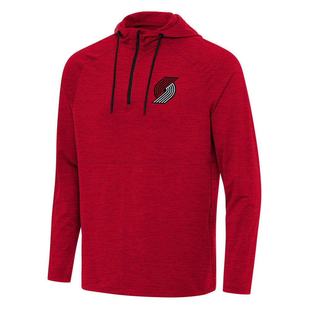 Portland Trail Blazers Antigua Spikes Raglan Quarter-Zip Hoodie Heather Red