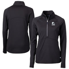 Cleveland Browns Cutter & Buck Women's Adapt Eco Knit Stretch Recycled Half-Zip Pullover Top - Black - NFL