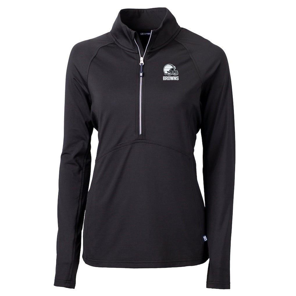 Cleveland Browns Cutter & Buck Women's Adapt Eco Knit Stretch Recycled Half-Zip Pullover Top - Black - NFL