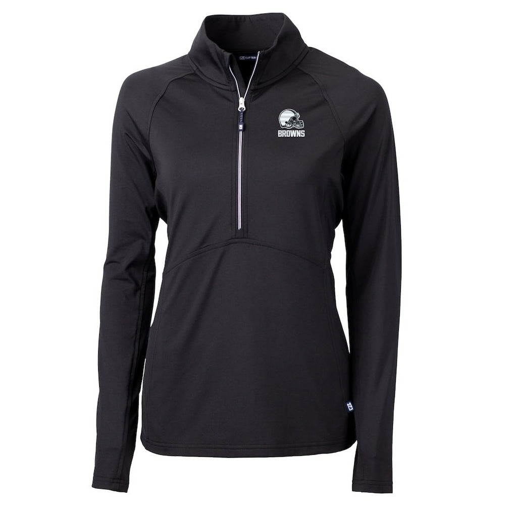 Cleveland Browns Cutter & Buck Women's Adapt Eco Knit Stretch Recycled Half-Zip Pullover Top - Black - NFL