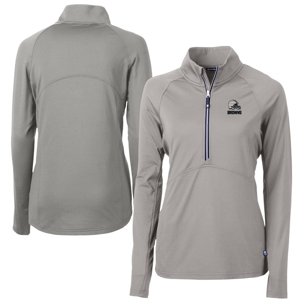 Cleveland Browns Cutter & Buck Women's Adapt Eco Knit Stretch Recycled Half-Zip Pullover Top - Gray - NFL