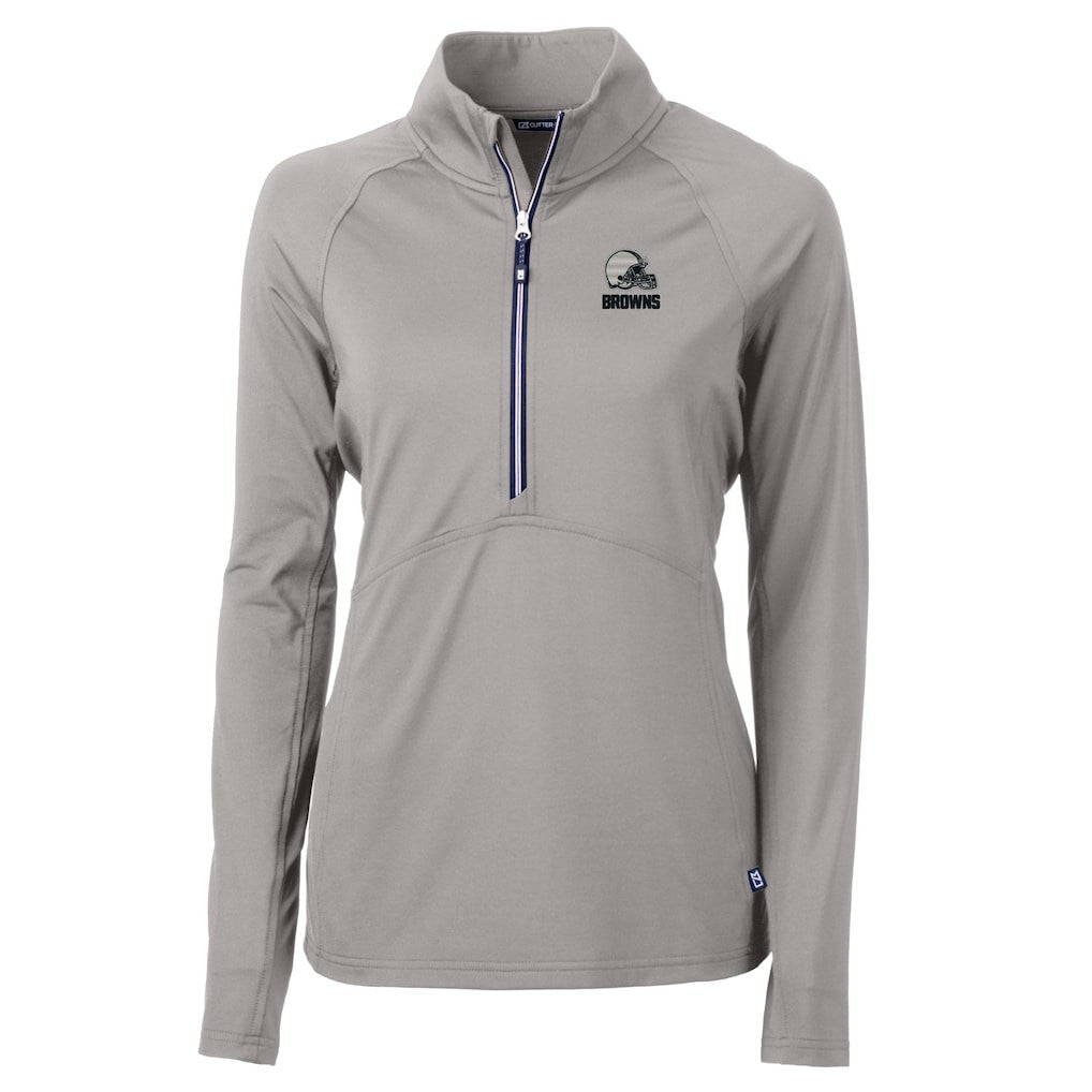 Cleveland Browns Cutter & Buck Women's Adapt Eco Knit Stretch Recycled Half-Zip Pullover Top - Gray - NFL