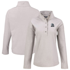 Cleveland Browns Cutter & Buck Women's Hunts Point Eco Textured Fleece Recycled Quarter-Snap Pullover - Gray - NFL