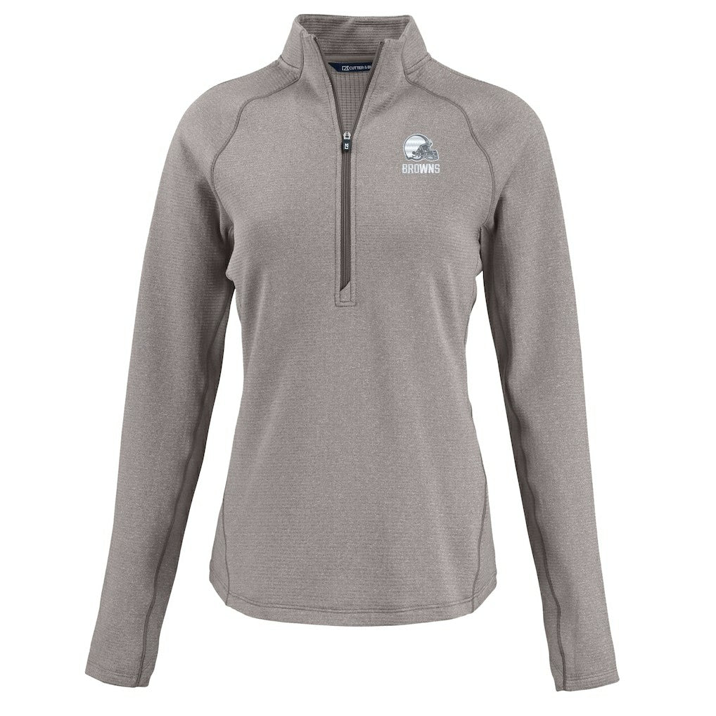 Cleveland Browns Cutter & Buck Women's Peshastin Eco Fleece Recycled Half-Zip Pullover Top - Heather Gray - NFL