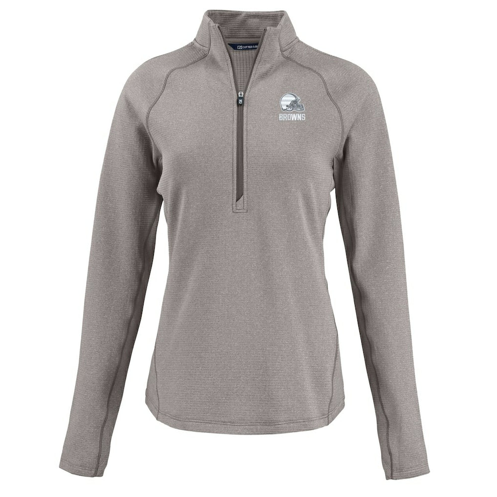 Cleveland Browns Cutter & Buck Women's Peshastin Eco Fleece Recycled Half-Zip Pullover Top - Heather Gray - NFL