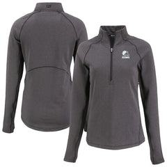 Cleveland Browns Cutter & Buck Women's Peshastin Eco Fleece Recycled Half-Zip Pullover Top - Heather Black - NFL