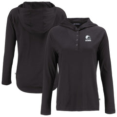 Cleveland Browns Cutter & Buck Women's Coastline Epic Comfort Eco Recycled Quarter-Snap Long Sleeve Hoodie T-Shirt - Black - NFL