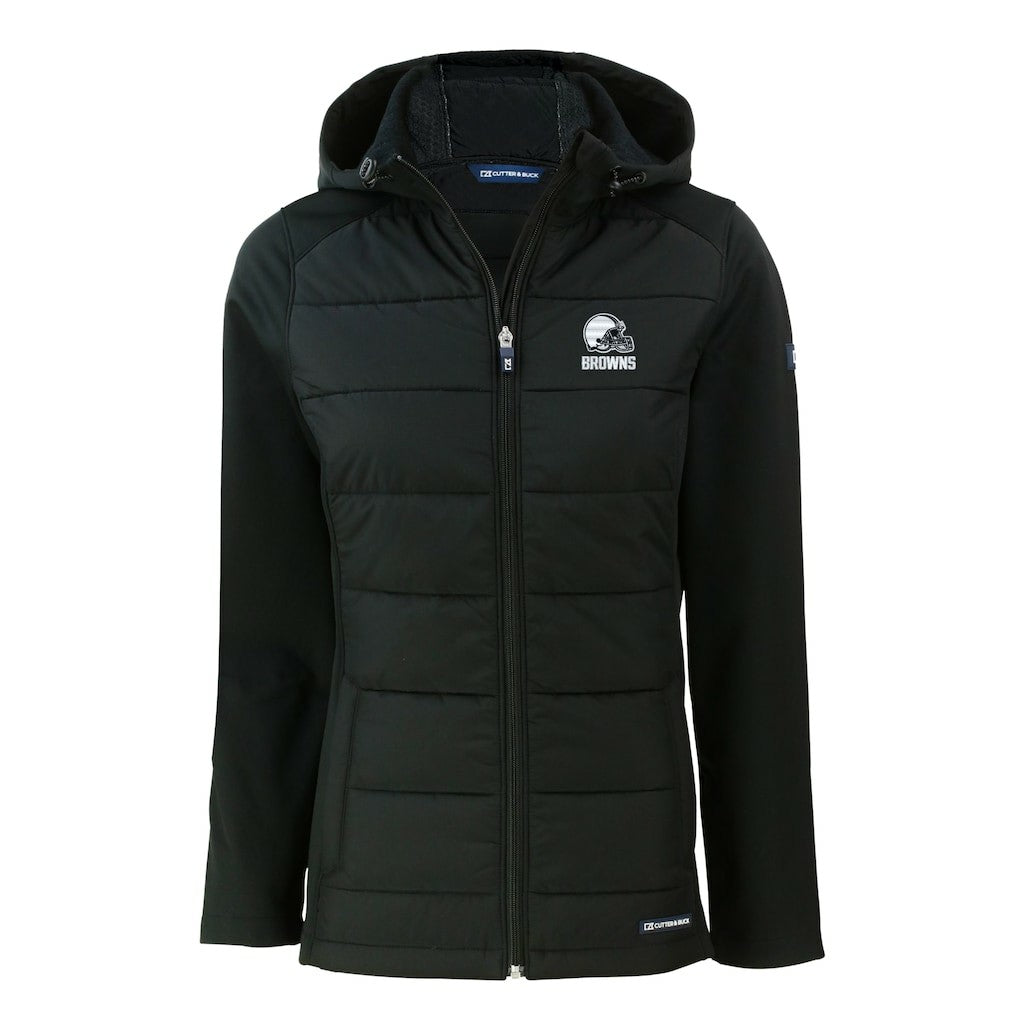 Cleveland Browns Cutter & Buck Women's Evoke Hybrid Eco Softshell Recycled Full-Zip Hooded Jacket - Black - NFL