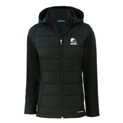 Cleveland Browns Cutter & Buck Women's Evoke Hybrid Eco Softshell Recycled Full-Zip Hooded Jacket - Black - NFL