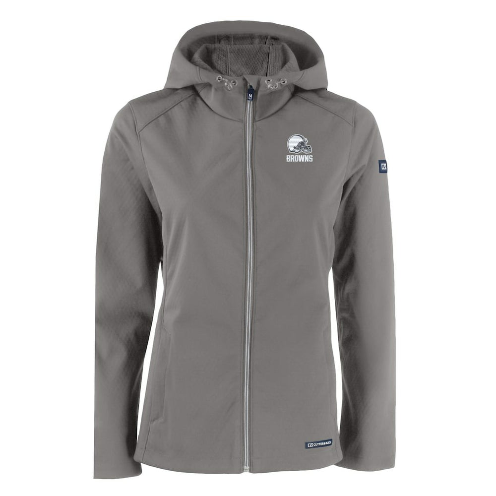 Cleveland Browns Cutter & Buck Women's Evoke Eco Softshell Recycled Full-Zip Hoodie Jacket - Gray - NFL