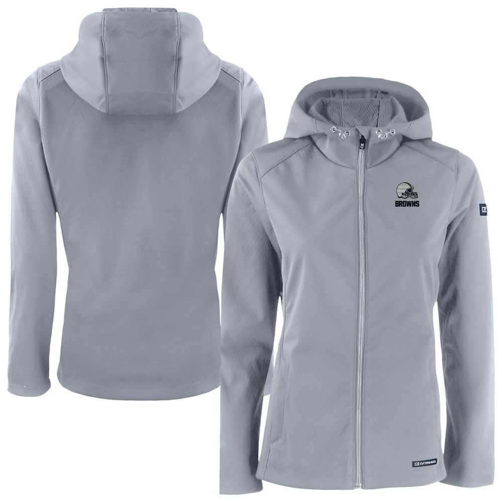 Cleveland Browns Cutter & Buck Women's Evoke Eco Softshell Recycled Full-Zip Hoodie Jacket - Gray - NFL