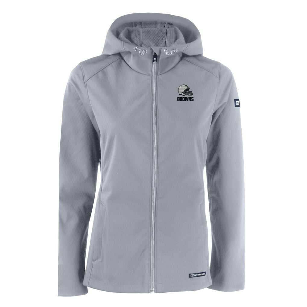Cleveland Browns Cutter & Buck Women's Evoke Eco Softshell Recycled Full-Zip Hoodie Jacket - Gray - NFL